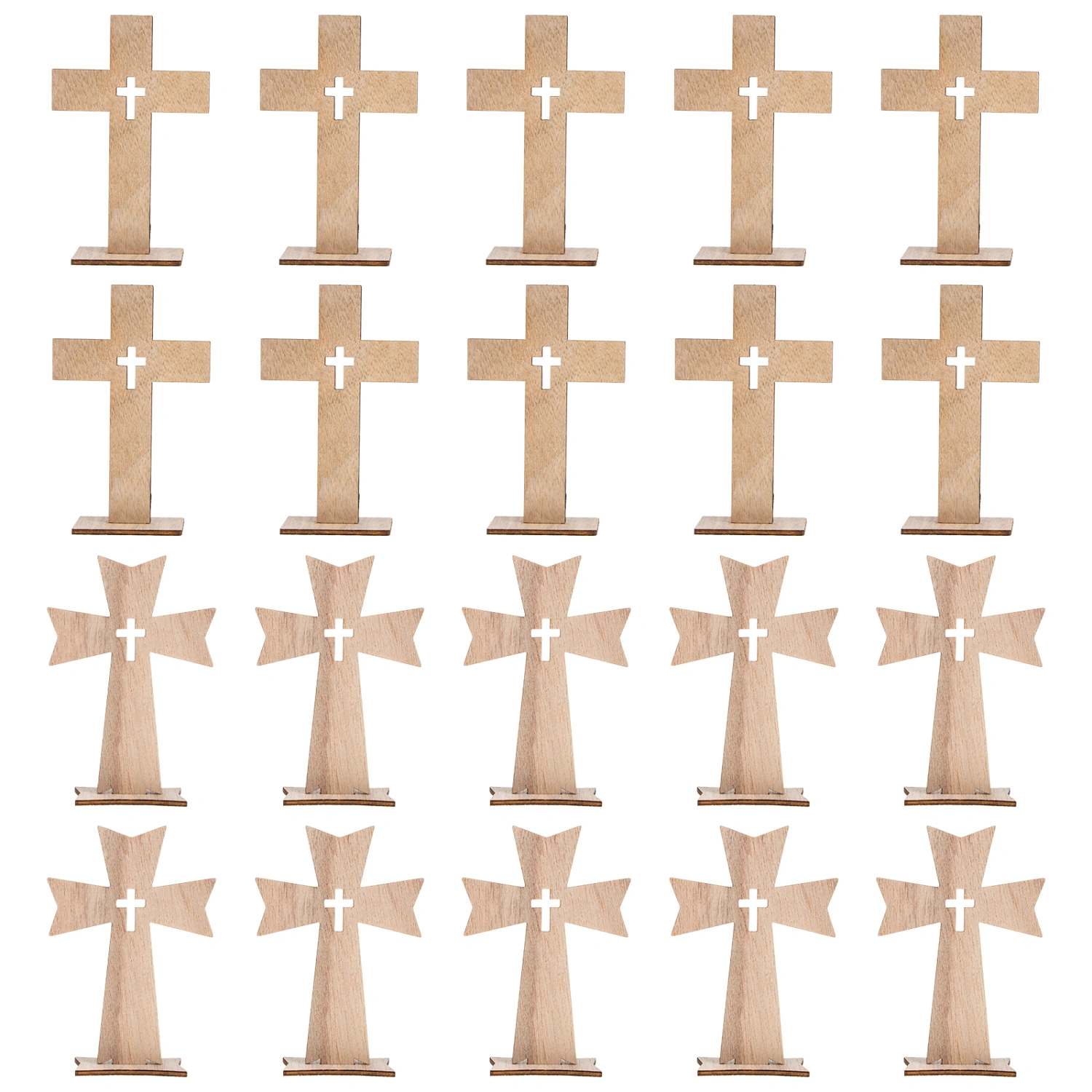 20Sets Simple Wood Cross Shape Adorn for Home Decor Wooden Cross Ornament for Home Random style