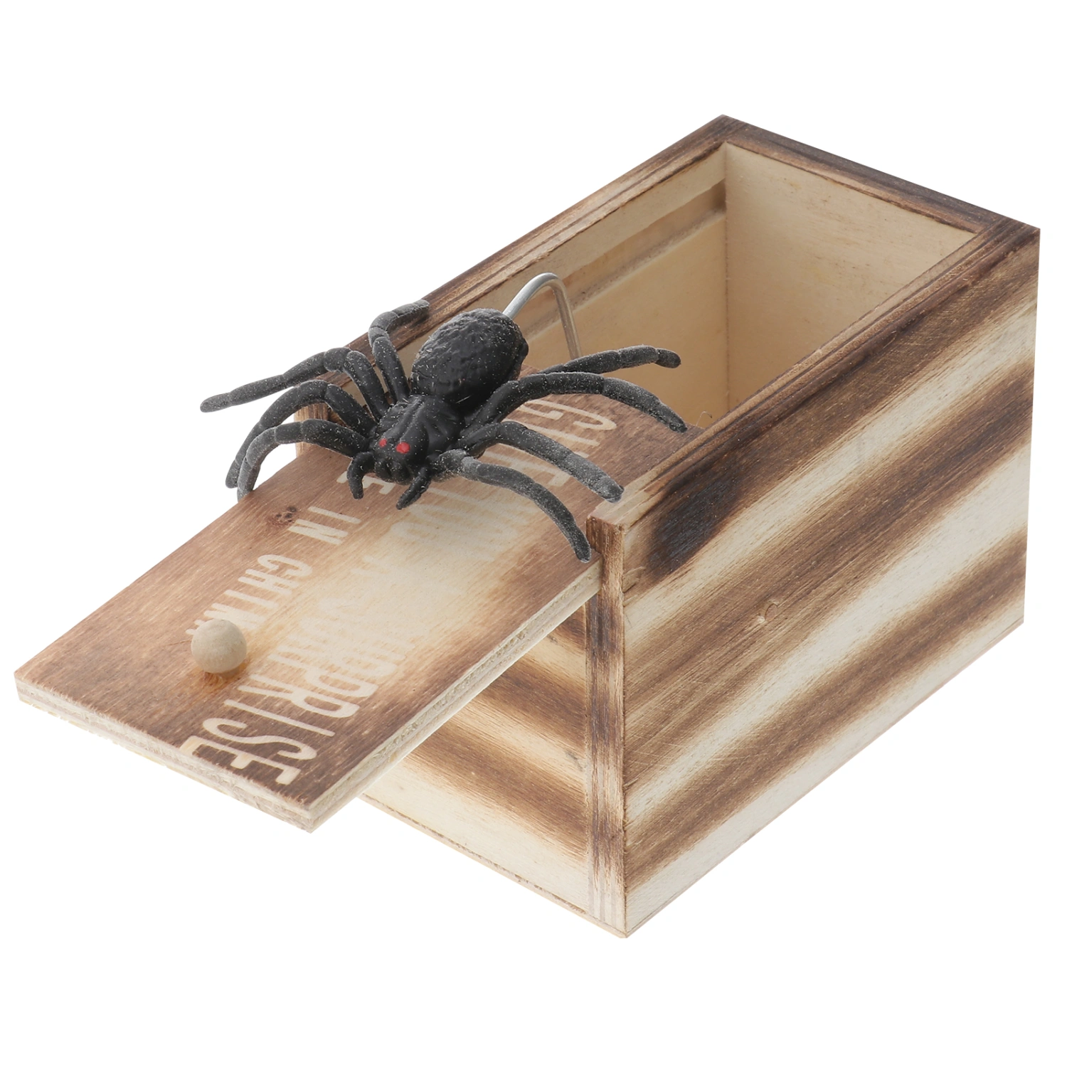 Tricky Spider Toys Prank Joking Funny Gadgets Horrific Decor Tricky Props Fake Spider Simulation Animal Prop with Wooden Box for Halloween April Fool's Day Mischief Carnivals (with Letters 1 Spider in 1 Box)