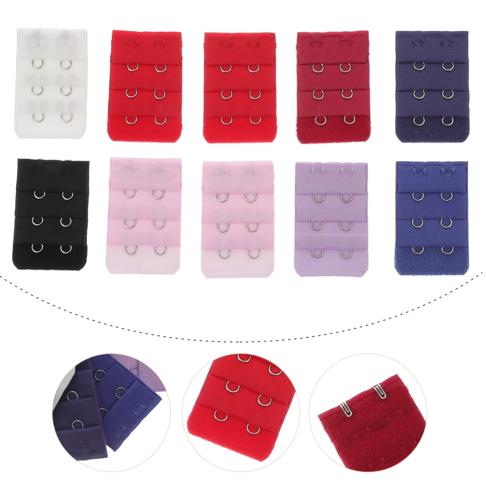 10PC Women's Bra Extenders Brassiere Extension Hooks Narrow 3 Rows 2 Buttons Bra Underwear Extension Buckle (Random Color)