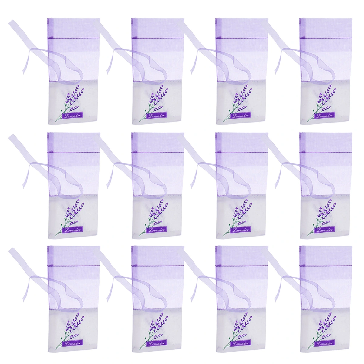 12pcs Floral Printing Lavender Bags Empty Fragrance Pouch Sachets Bag for Relaxing Sleeping (New Light Purple)