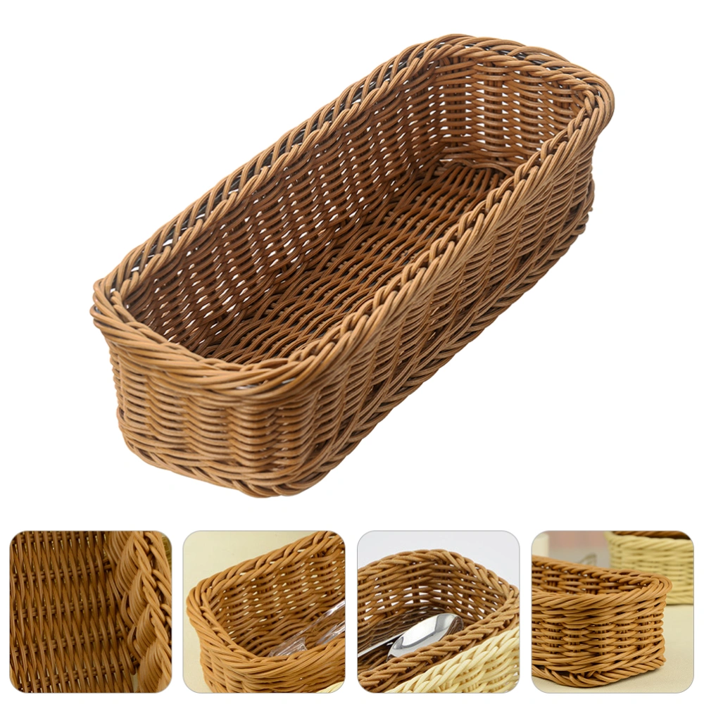 Plastic Rattan Woven Basket Tableware Storage Box Chopsticks Storage Basket