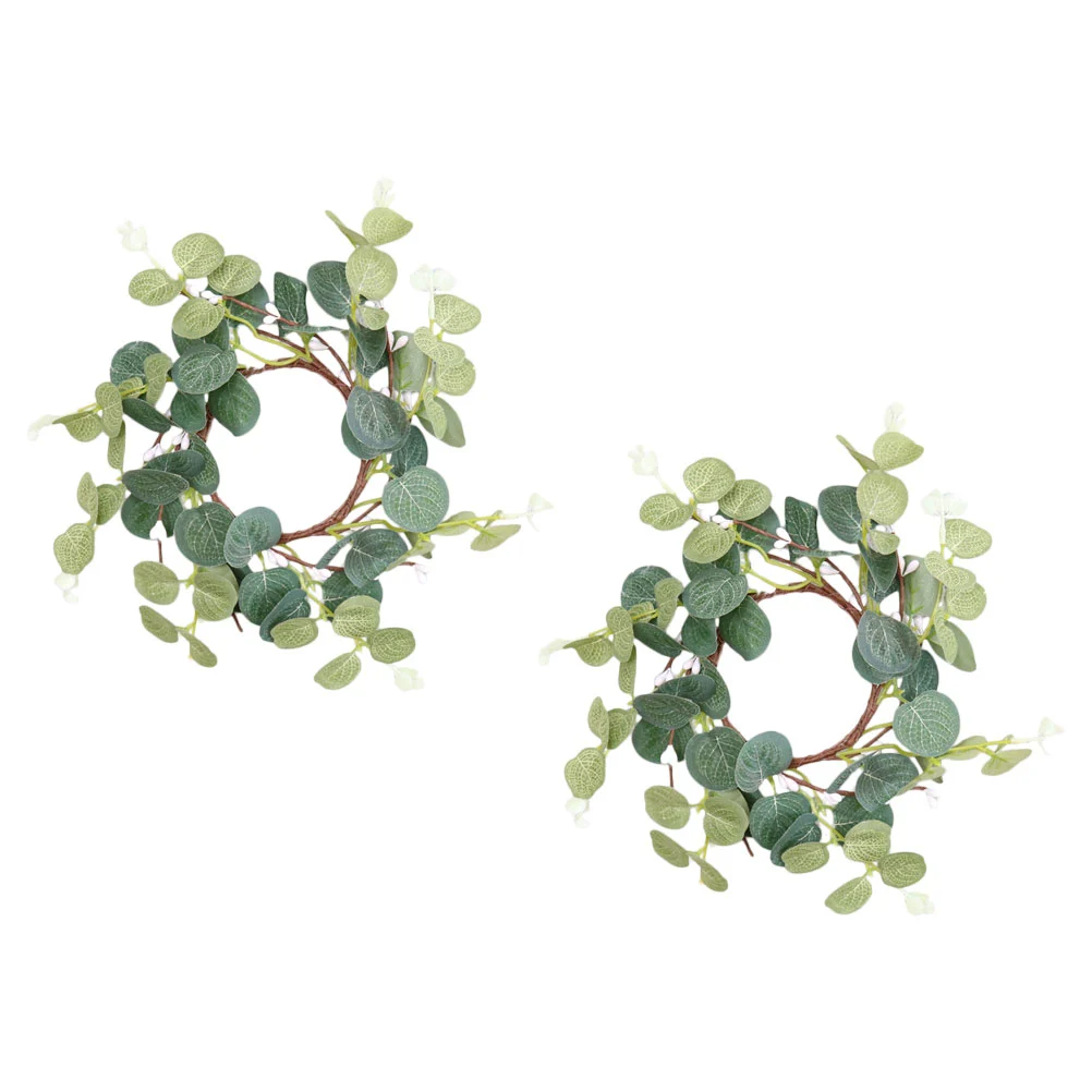 2Pcs Decorative Candle Wreaths Household Candle Rings Festival Wreath Decors Easter Accessory