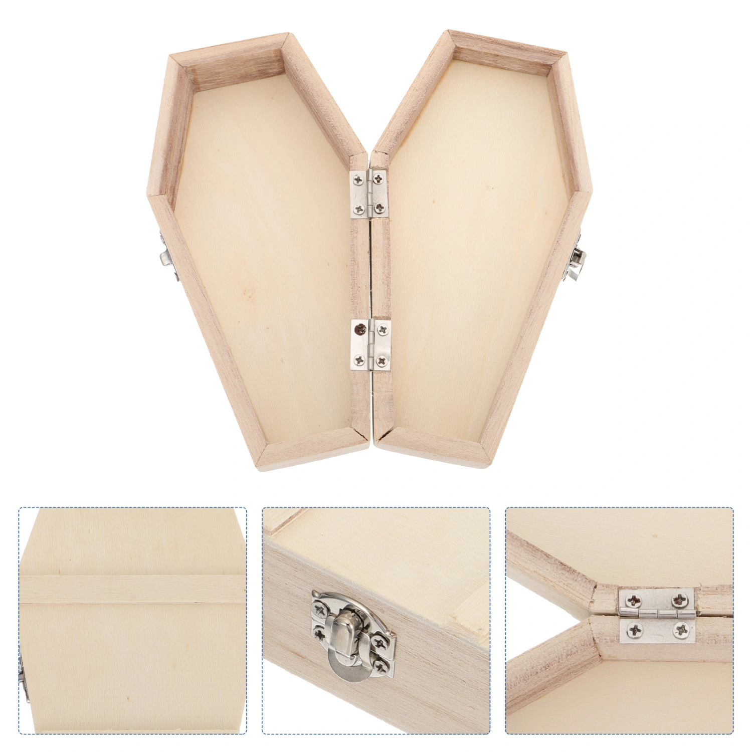 1pc Halloween Gift Box Hexagonal Coffin Wooden Box Candy Storage Box DIY Accessories