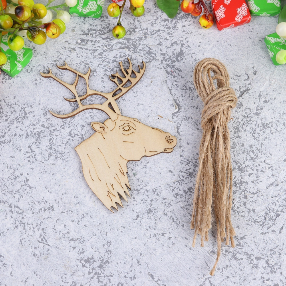 20pcs Wood Christmas Hanging Pendants Fine Carving Craft Pendant DIY Painted Decorative Wood Chips Lovely Christmas Hanging Tag for Gift Packaging Party Decor Deer Head Style