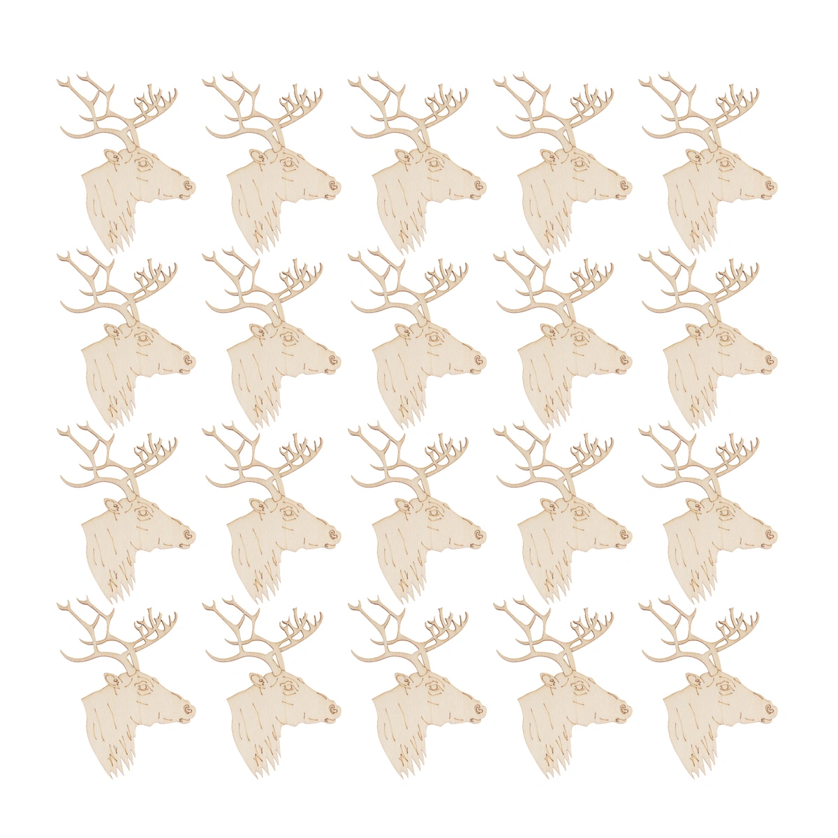20pcs Wood Christmas Hanging Pendants Fine Carving Craft Pendant DIY Painted Decorative Wood Chips Lovely Christmas Hanging Tag for Gift Packaging Party Decor Deer Head Style