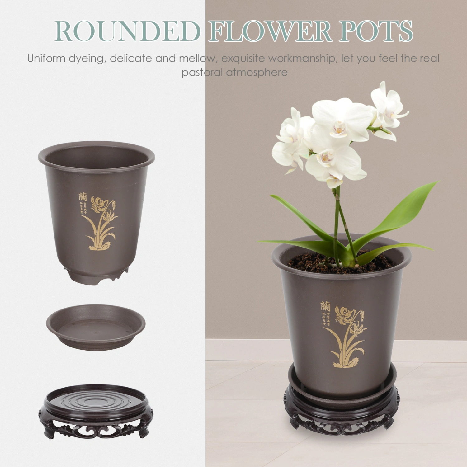 1 set of Orchid Flowerpots Rounded Flower Pots Plant Pots Plastic Planting Pot