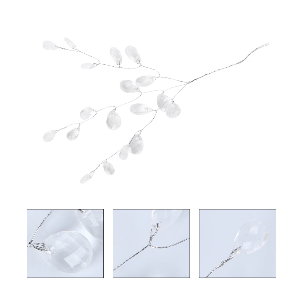 50 Stems 16cm Artificial Bouquet Acrylic Bead Drops Spray For Wedding DIY Craft (White)