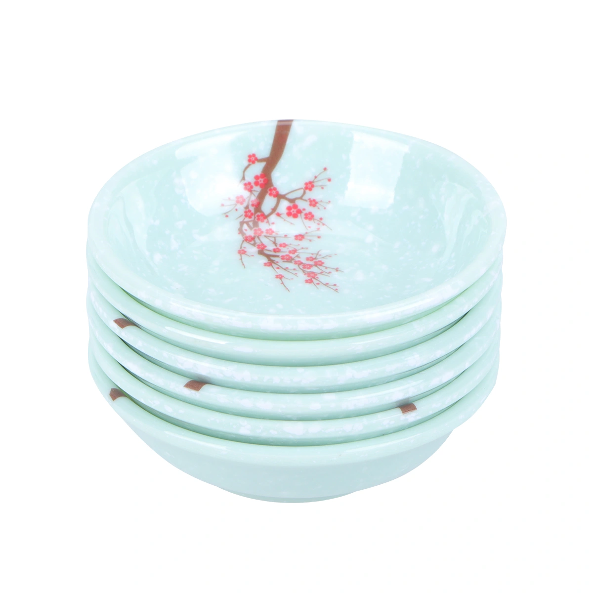 6pcs Melamine Sauce Plates Reusable Sauce Container Small Dipping Dish for Restaurant Home (Plum Blossom)