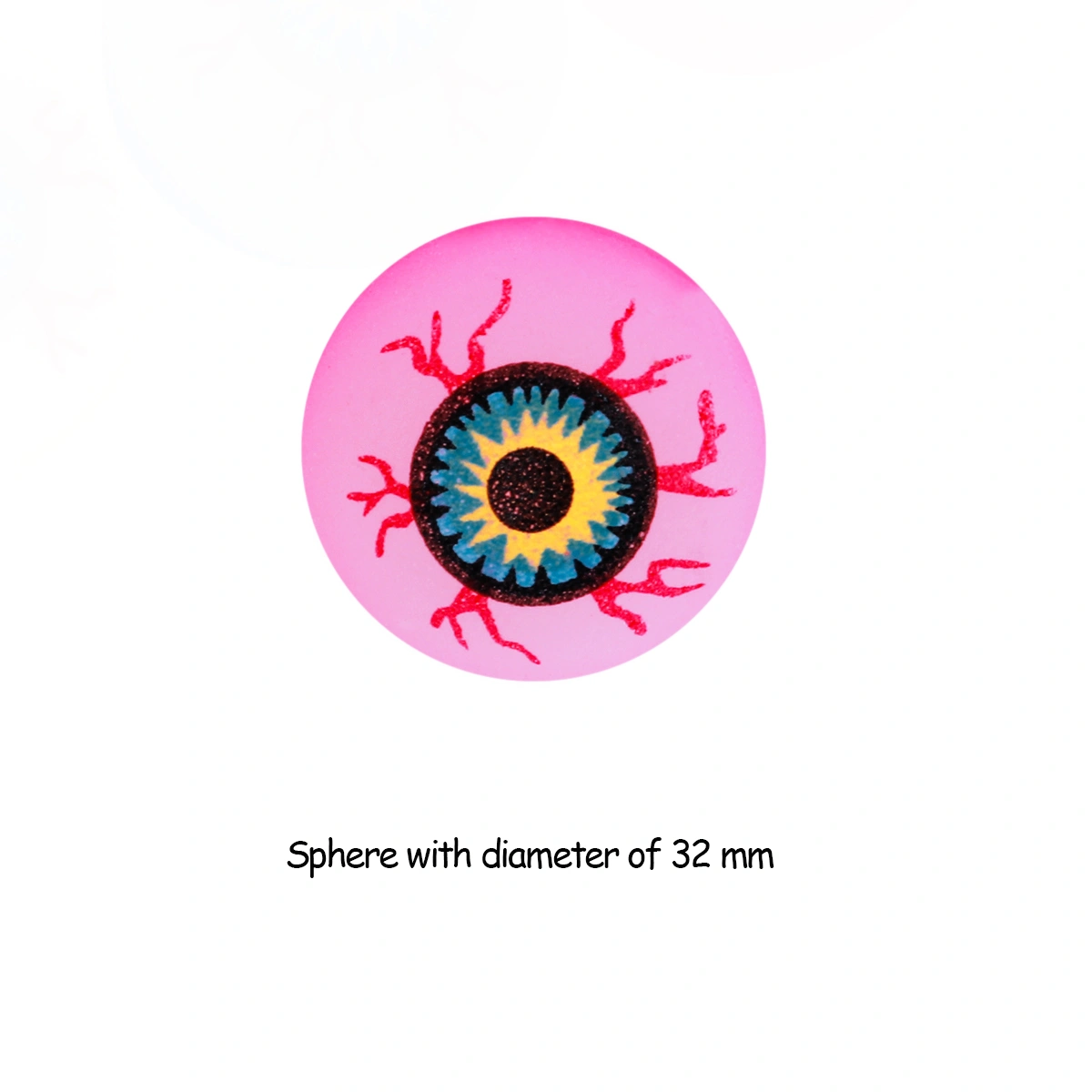 TOYMYTOY 10pcs 32mm Glow in the Dark Halloween Bouncy Balls Scary Eye Balls Halloween Party Supplies (Random Color)