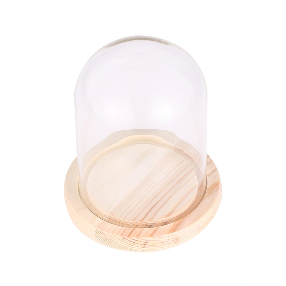 10x14cm Micro Landscape Eternal Transparent Flower Glass Cover DLY Handmade Dustproof Cover Glass Dome on Wooden Base for Valentine