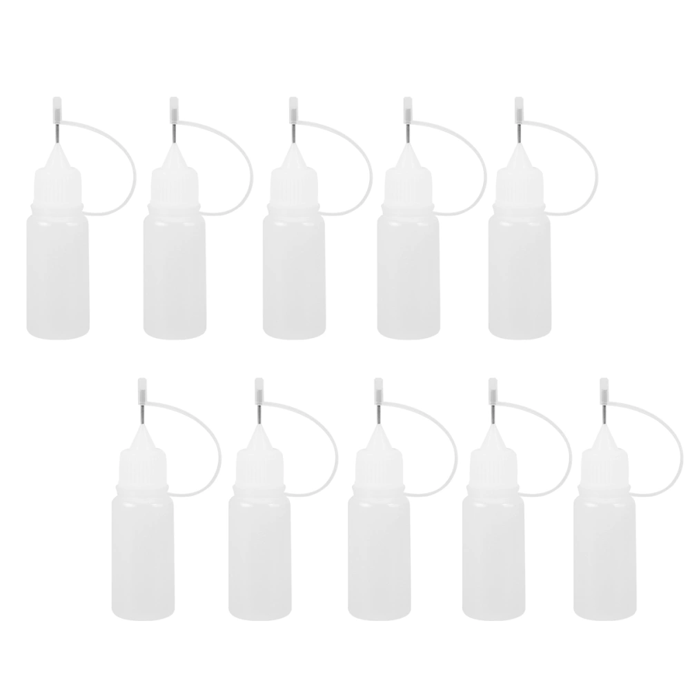 10Pcs 10ml Needle Tip Glue Bottle Applicator DIY Quilling Tool Precision Bottle (White)