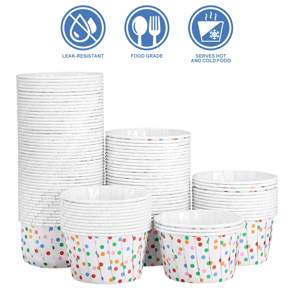 Cabilock 100pcs Polka Dot Paper Treat Cups Disposable Dessert Bowls for Sundae Cake Ice Cream