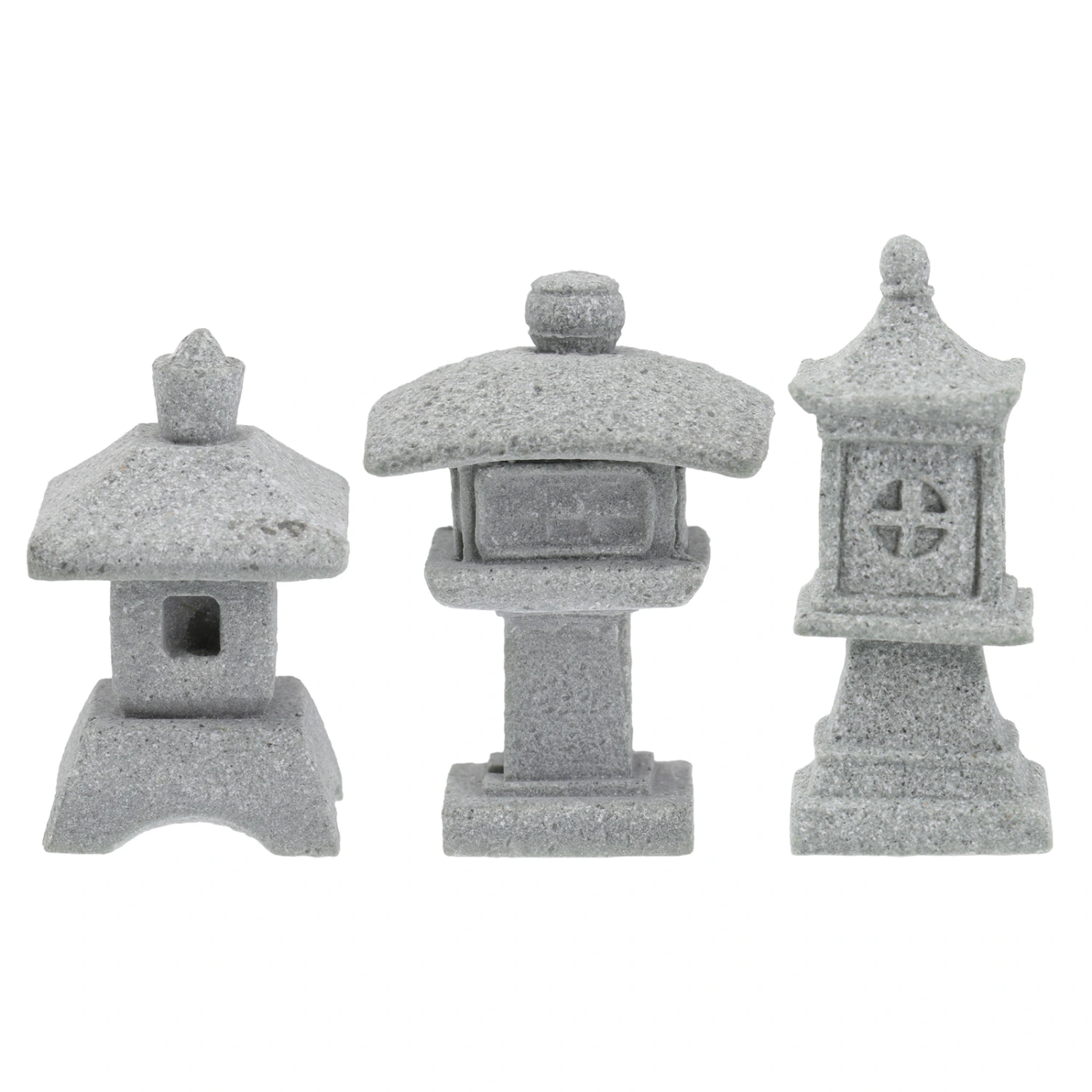 3Pcs Simulated Pavilion Tower Lantern Decor Chic Landscape Adornment Grey Decor