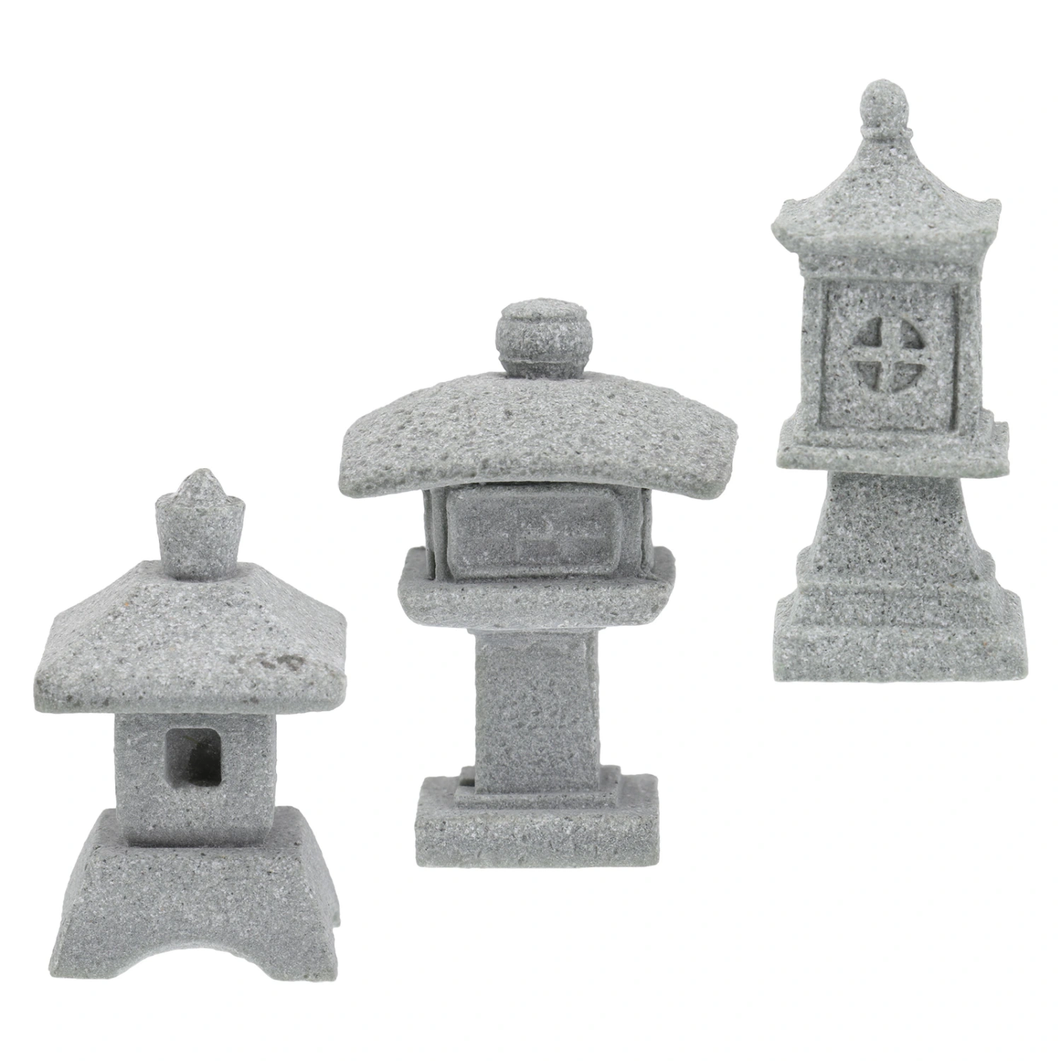 3Pcs Simulated Pavilion Tower Lantern Decor Chic Landscape Adornment Grey Decor
