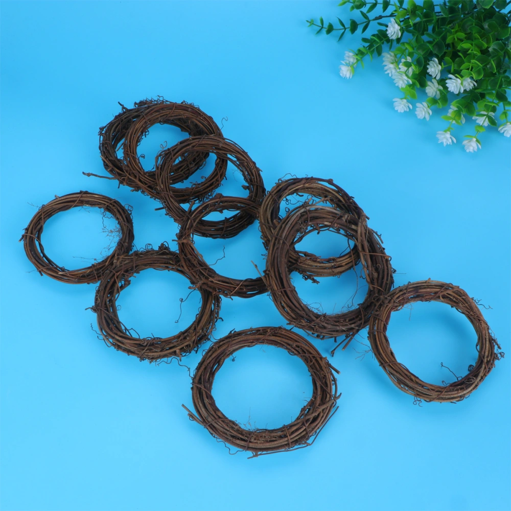 10 Pcs 8CM Unfinished Natural Dried Rattan Ring American Country Style Wreath Decorations for Indoor Home Party DIY Decoration