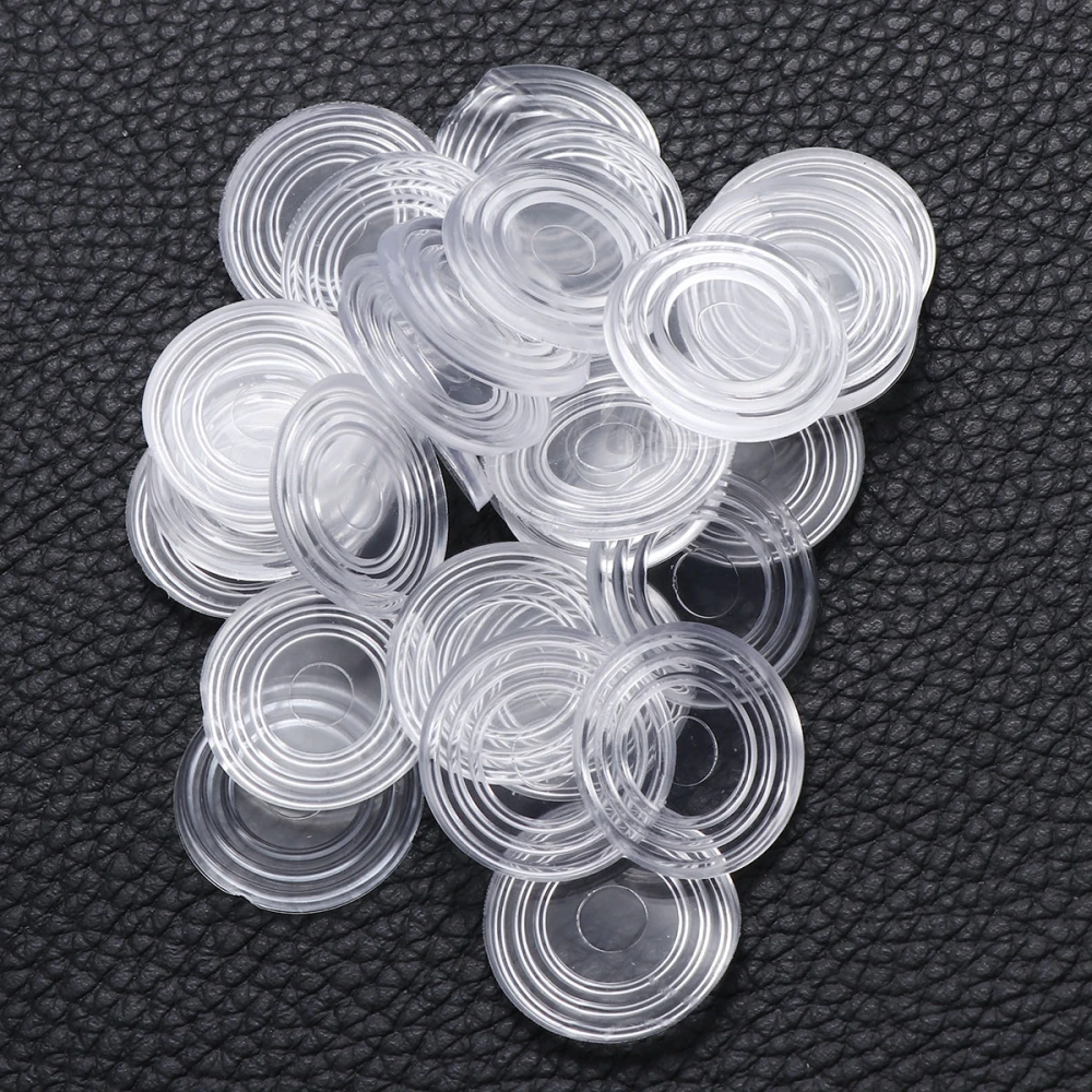 18 Pcs Furniture Bumpers Round Shape Glass Table Pads Transparent Plastic Rubber Mat Non-slip Grip Pads for Wall and Wooden Floor (Size L)