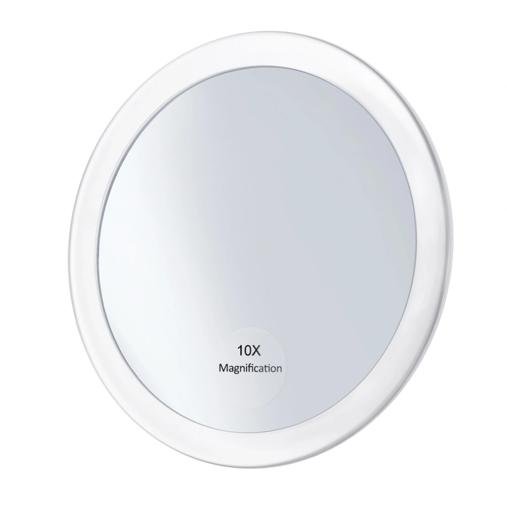 FRCOLOR 10x Magnifying Round Mirror Make Up Mirror Folding Pocket Cosmetic Mirror Magnification Compact Mirror with 3 Suction Cups 5.9 Inch (White)