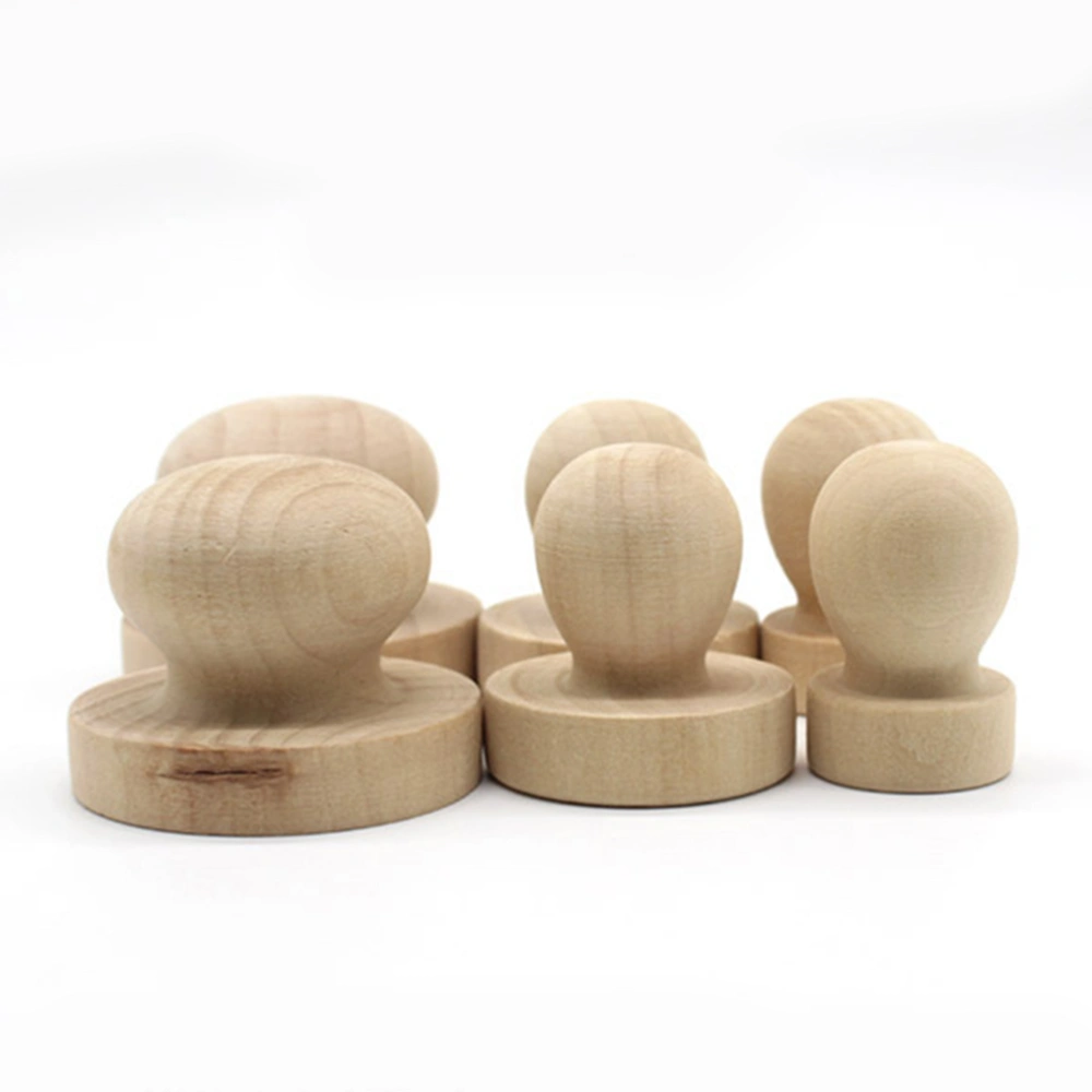 5pcs 3.8cm Stamp Wooden Round Handle DIY Stamp for Scrapbooking Craft Diary