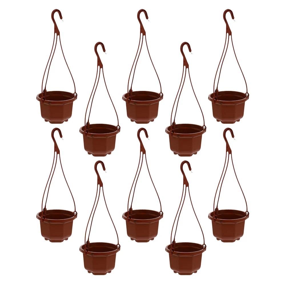 10 Sets Plastic Hanging Flower Pots Chlorophytum Pots Planter with Hanging Hook