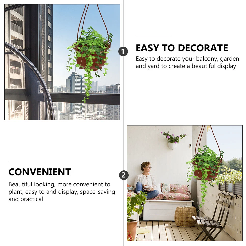 10 Sets Plastic Hanging Flower Pots Chlorophytum Pots Planter with Hanging Hook