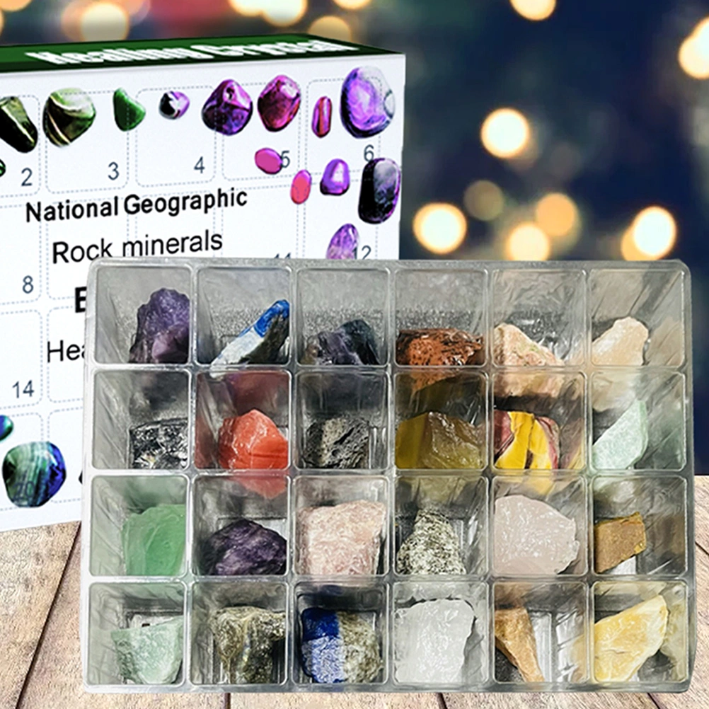 24pcs Christmas Count Down Stones Xmas Advent Calendar Minerals Festival Supplies