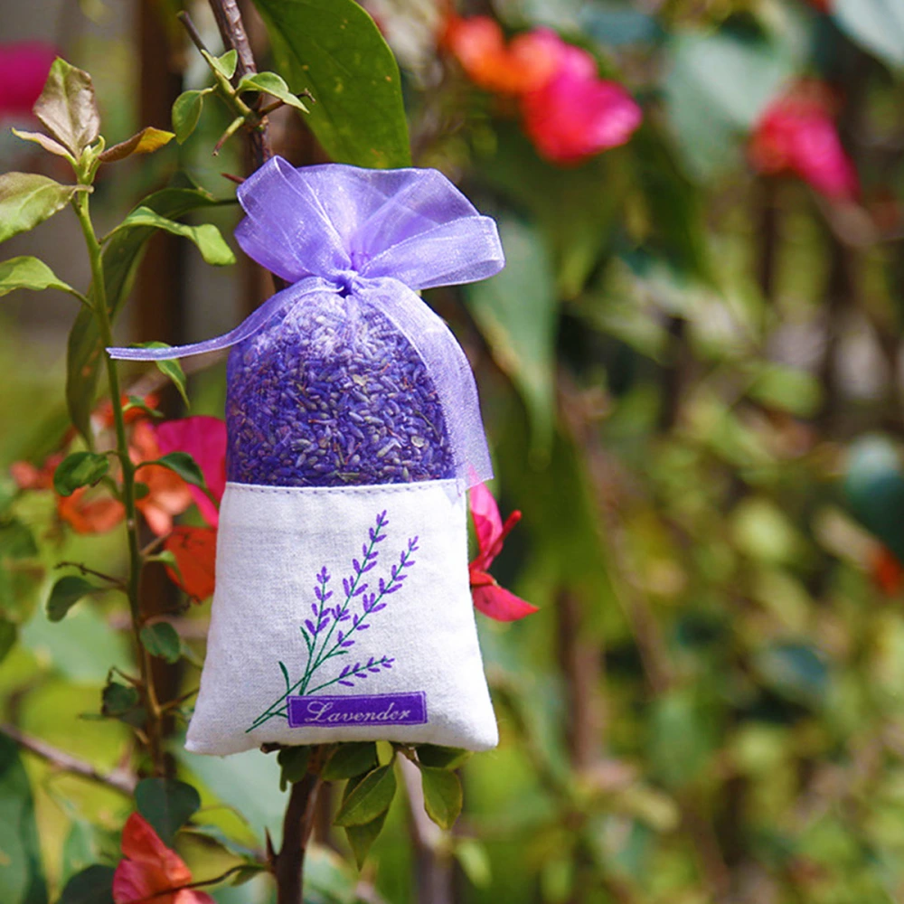 10pcs Floral Printing Lavender Bags Empty Fragrance Pouch Sachets Bag for Relaxing Sleeping Light Purple