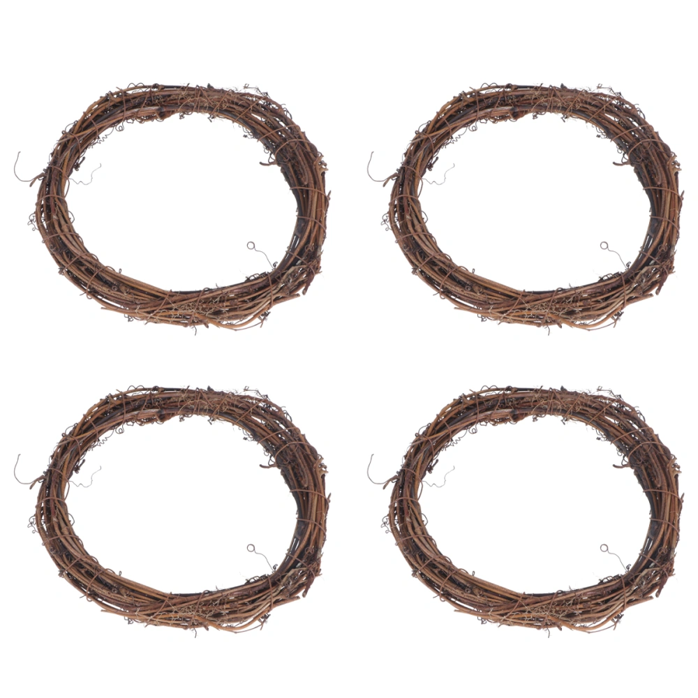 4 Pcs 20CM Unfinished Natural Dried Rattan Ring American Country Style Wreath Decorations for Indoor Home Party DIY Decoration