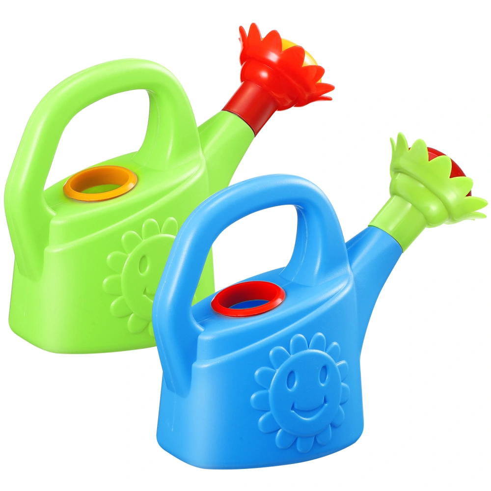 NUOBESTY 2pcs Plastic Watering Cans Children Watering Kettle Toy Bathing Educational Toy for Home Garden (Random Color)