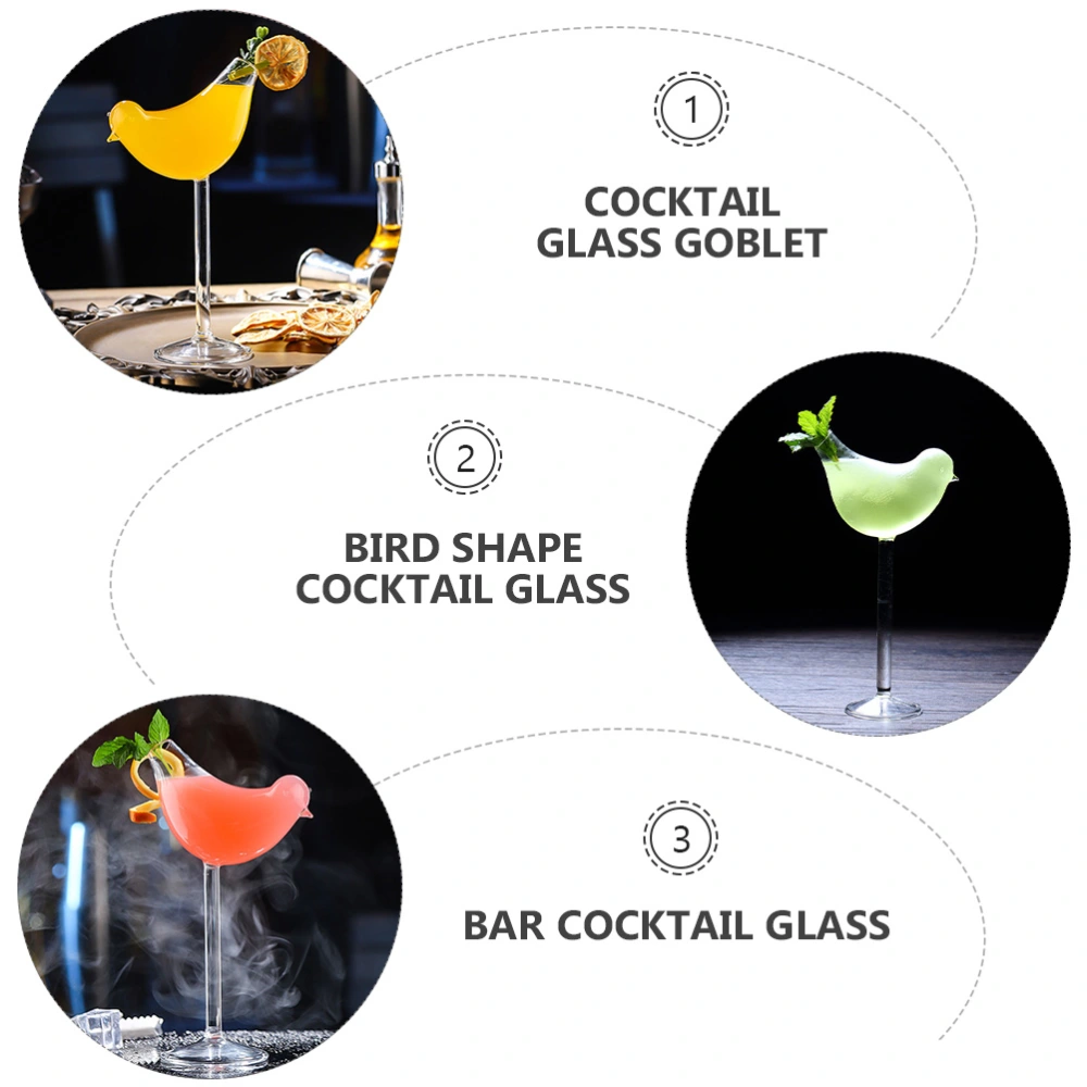 2pcs Bird Shape Glass Cups Cocktail Glass Goblets Cocktail Holders (Transparent)