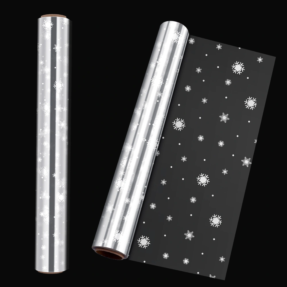 STOBOK Cellophane Wrap 3 Mil Thickness Cellophane Wrap Roll Snowflake Decorated Cellophane Bags to Wrap Gift Baskets Arts & Crafts (3000x80cm)