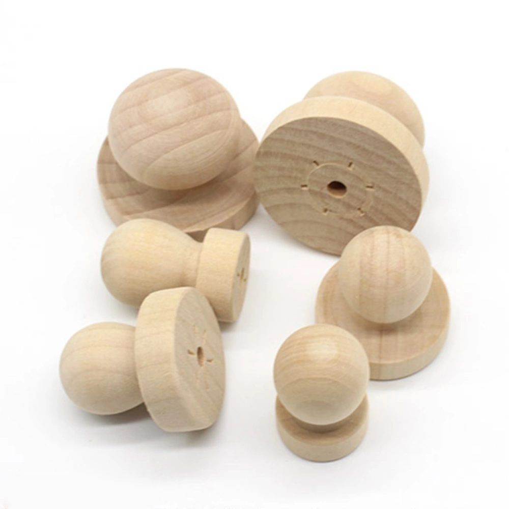 5pcs 5cm Stamp Wooden Round Handle DIY Stamp for Scrapbooking Craft Diary