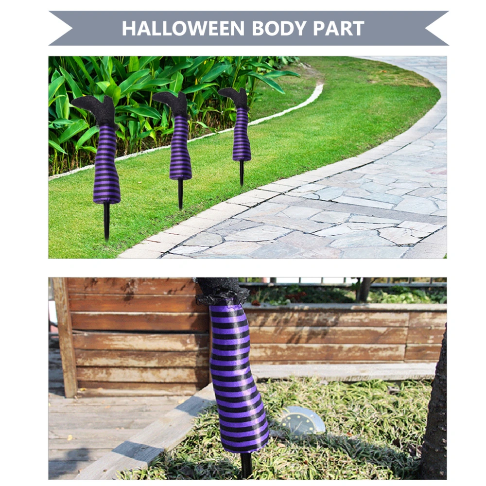 1 Pair Witch Leg Haunted House Body Part Halloween Outdoor Lawn Garden Yard Decor