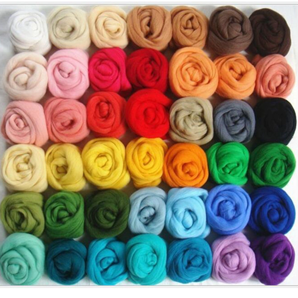 36 Colors Wool Roving Fibre Wool Yarn Roving For Needle Felting Hand DIY