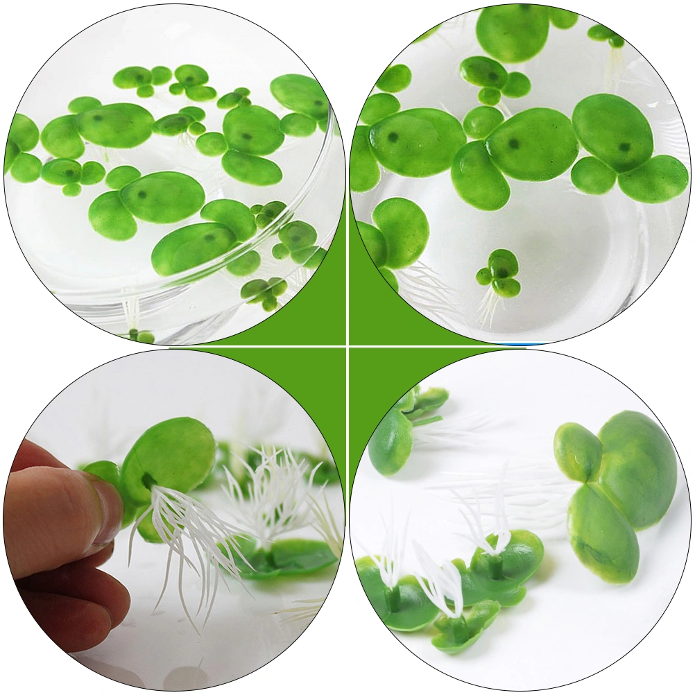 2 Packs/36PCS Simulated Duckweed Plant Decor Plastic Rooted Water Plant (Green)