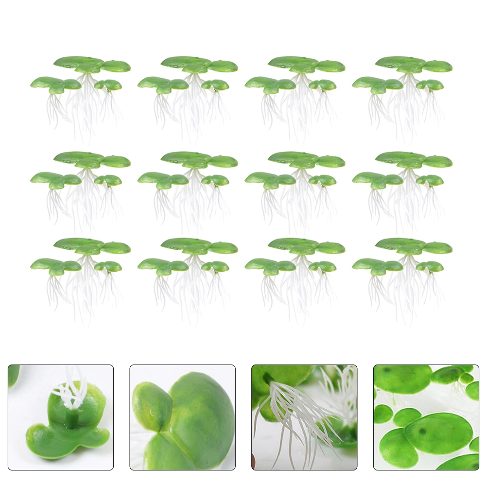 2 Packs/36PCS Simulated Duckweed Plant Decor Plastic Rooted Water Plant (Green)