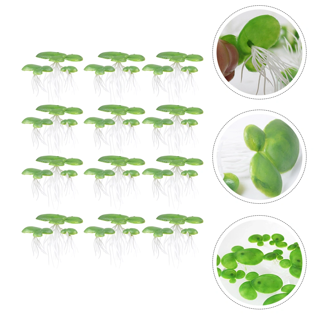 2 Packs/36PCS Simulated Duckweed Plant Decor Plastic Rooted Water Plant (Green)