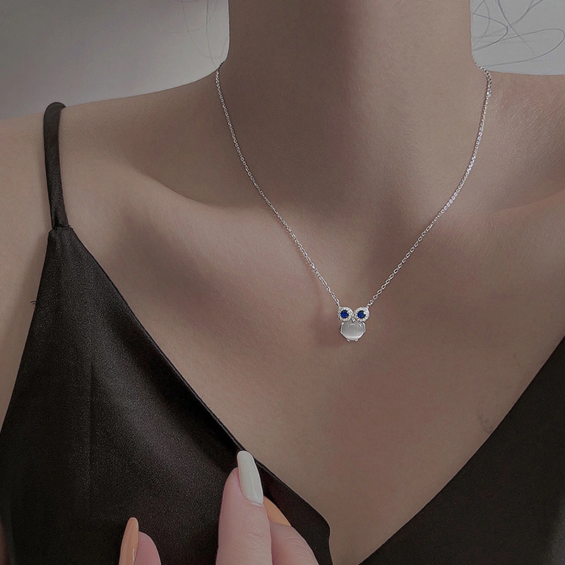 Opal Small Animal Clavicle Chain Diamond Owl Necklace