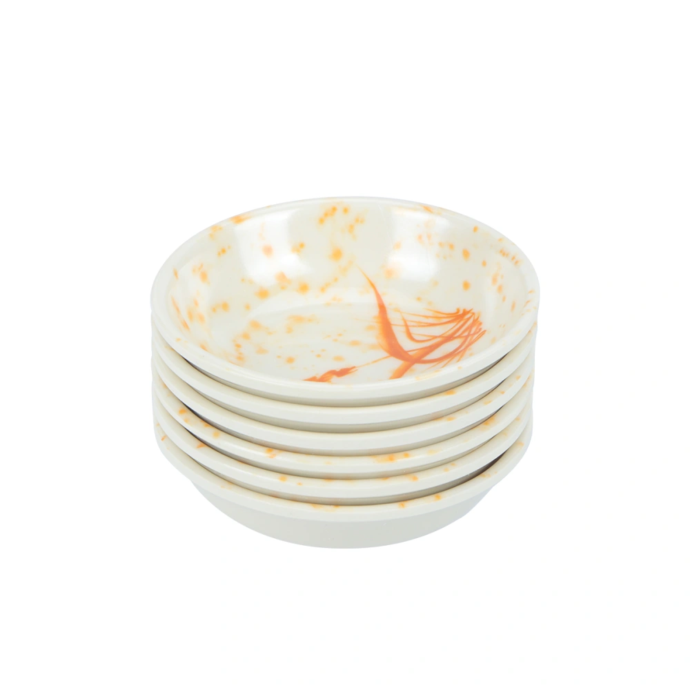 6pcs Melamine Sauce Plates Reusable Sauce Container Small Dipping Dish for Restaurant Home (Autumn Grass)