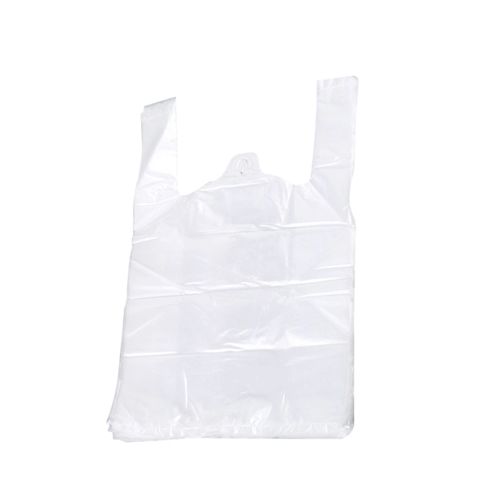 100pcs White Food Grade Plastic Bag with Handle Food Packaging Bag for Supermarket Store Grocery (20*30)