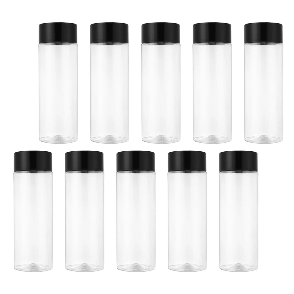 10pcs Plastic Juice Bottle Transparent Coarse Cereals Storage Container Beverage Bottle