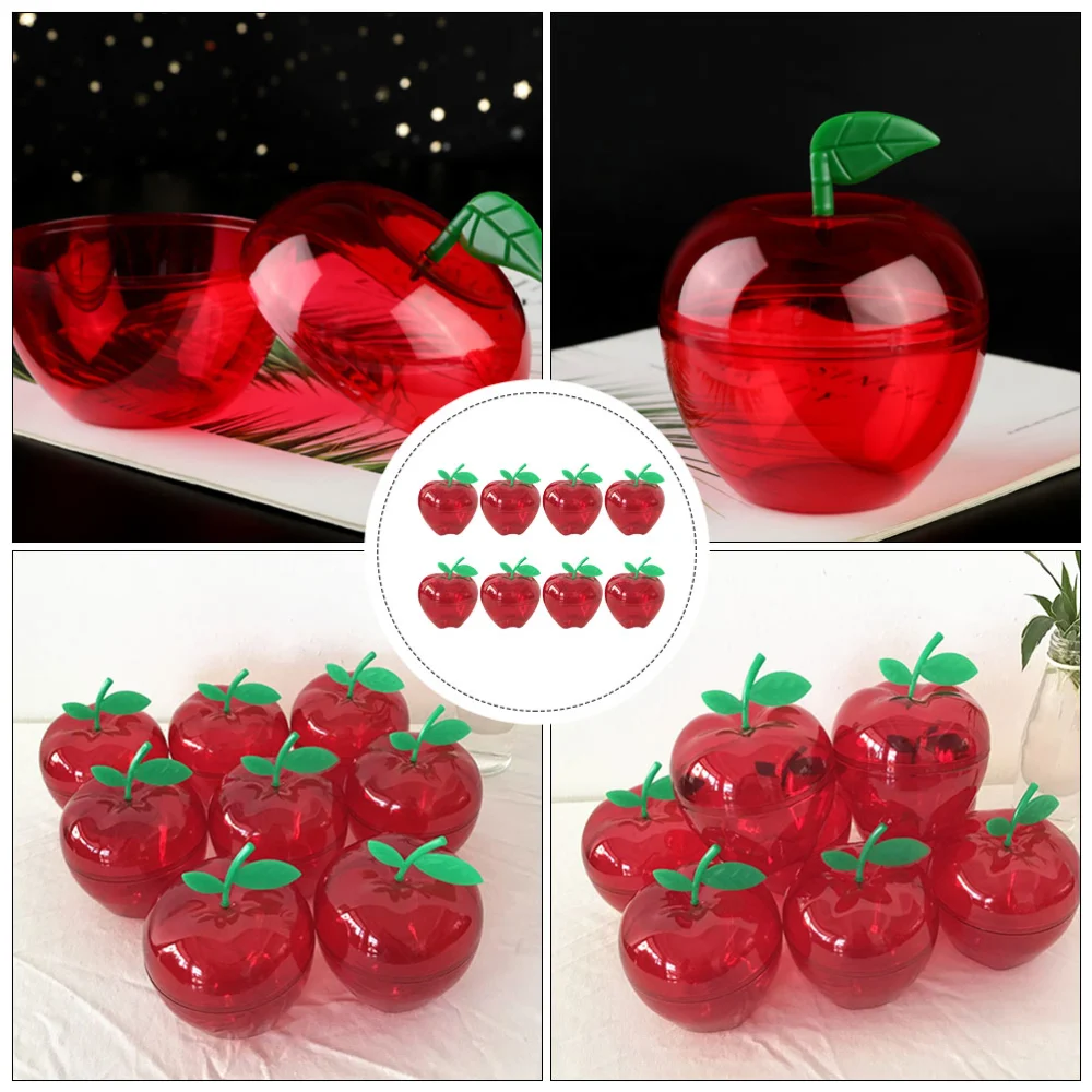 8PCS Christmas Plastic Apple-shaped Chocolate Candy Box Storage Box (Red)