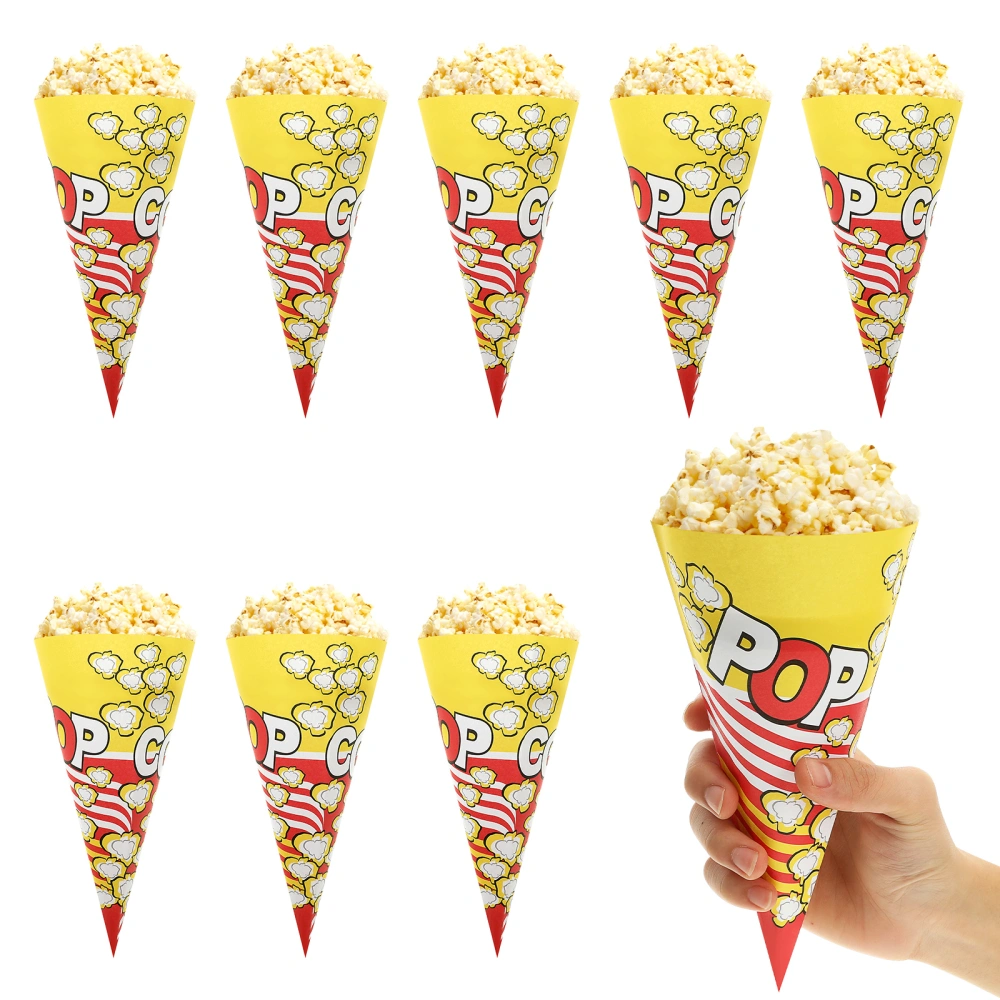 50pcs Paper Popcorn Bags Cone Shaped Popcorn Treat Bags Party Individual Servings Popcorn Pouches