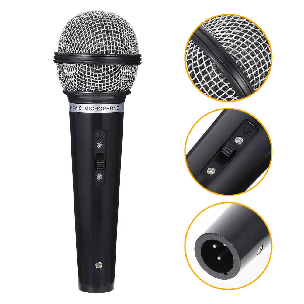 1Pc Simulated Microphone Plastic Simulated Mic Fake Mic Plaything (Black)