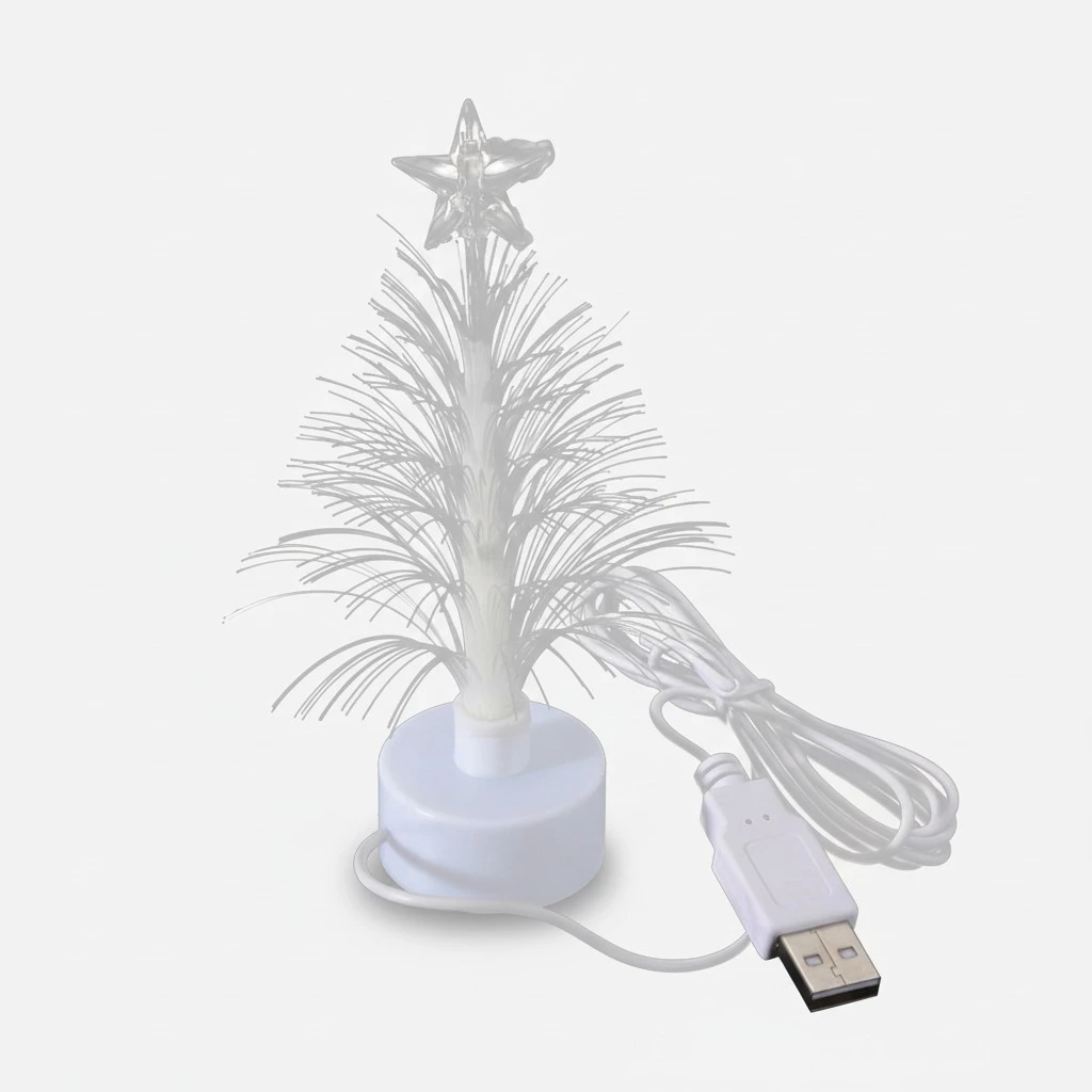 Mini LED Christmas Tree Night Light Color Changing Fiber Optical Light USB Connection Lamp Festival Decor for Bedroom Shopping Mall Home