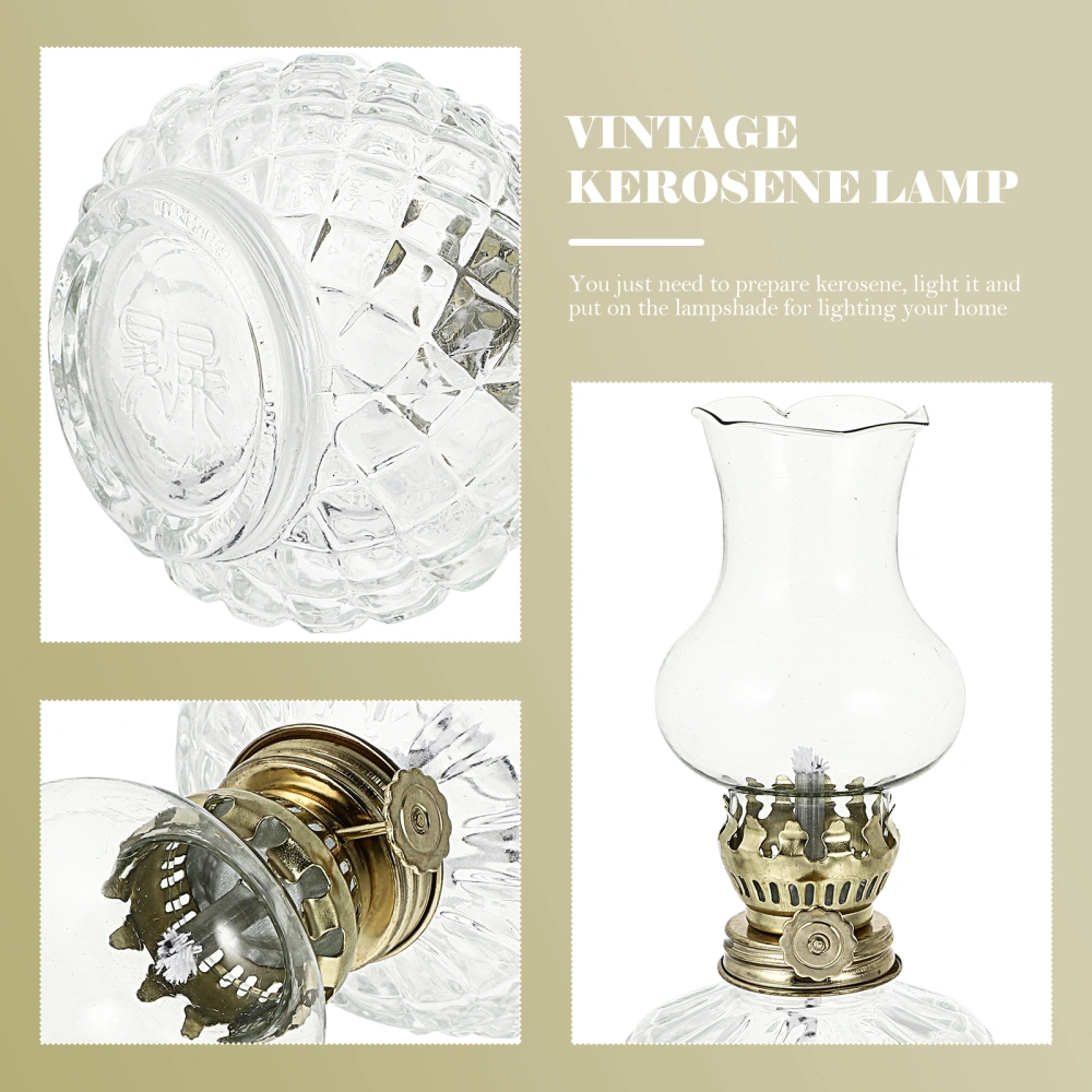 Retro Old Style Kerosene Lamp Glass Transparent Kerosene Lamp for Home