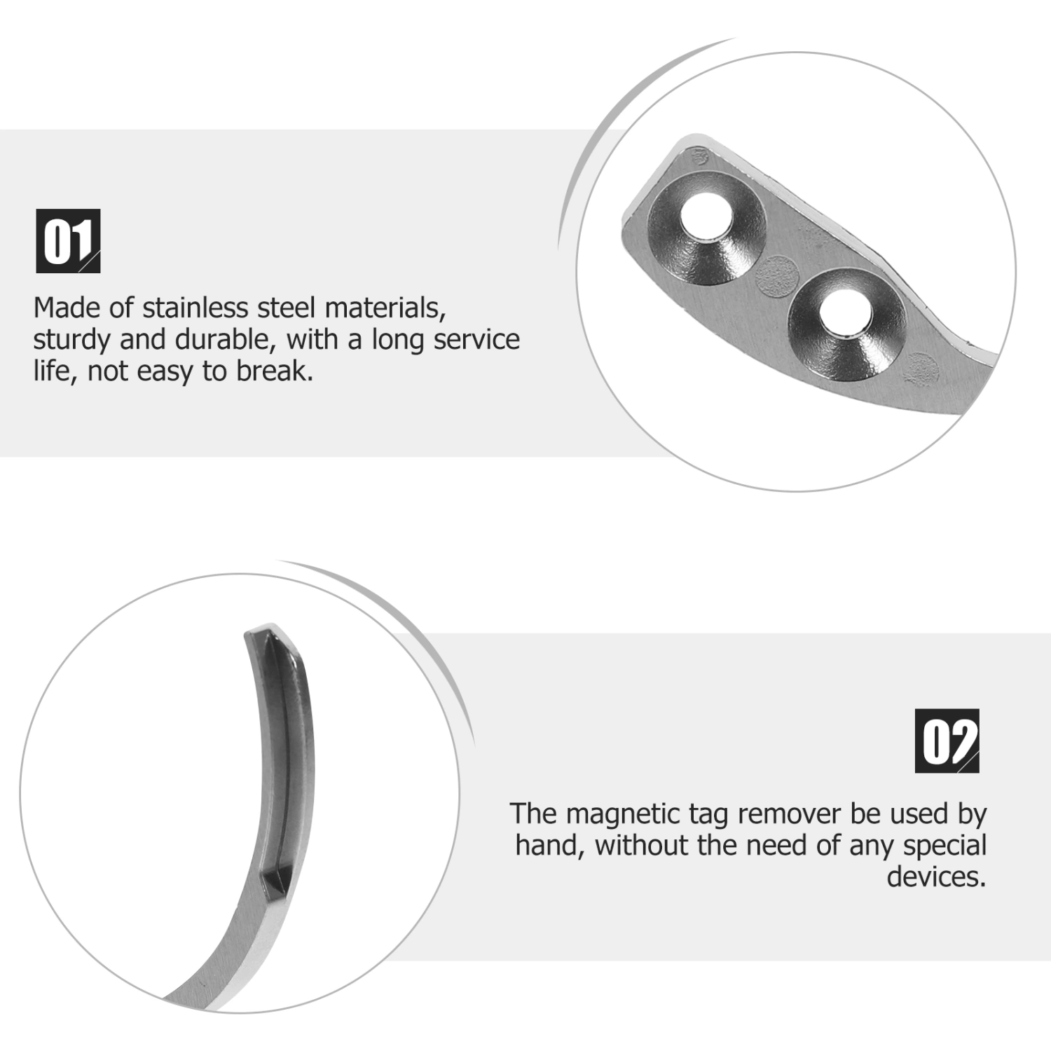 2pcs Security Tag Remover Security Slipper Tool Alarm Key Hook Detacher for Clothes Tag