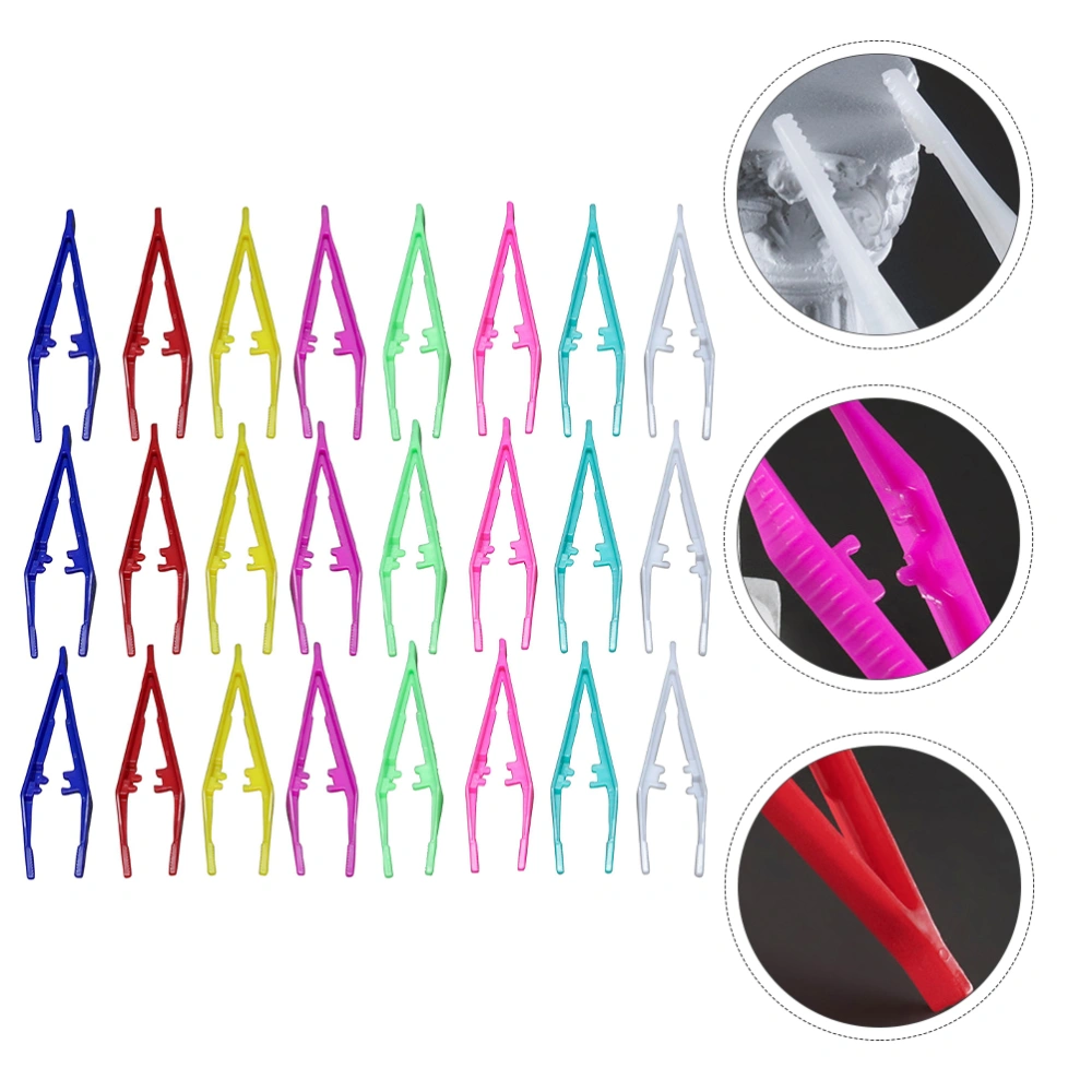 24Pcs Disposable Tweezers Convenient Plastic Craft Tweezers Fake Eyelash Clips