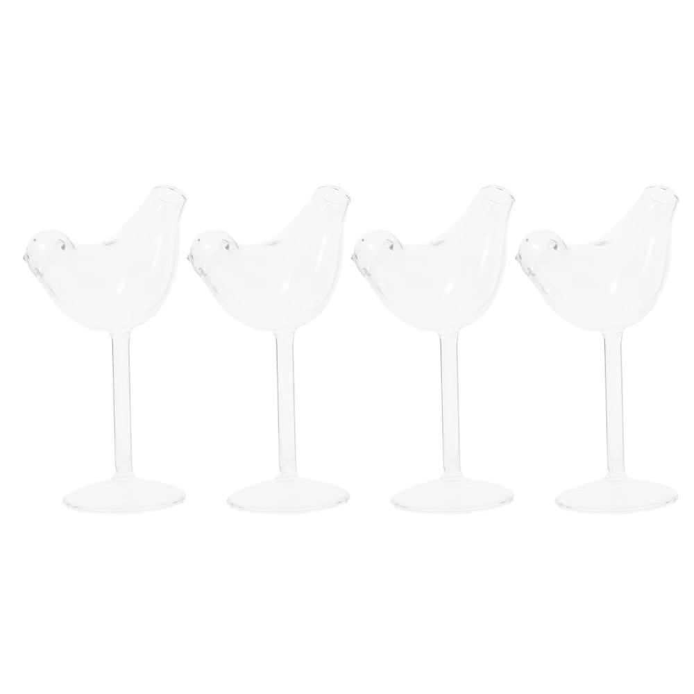 1 Set 4Pcs Bird Shape Cocktail Glasses Glass Wine Cups Goblets (Transparent)