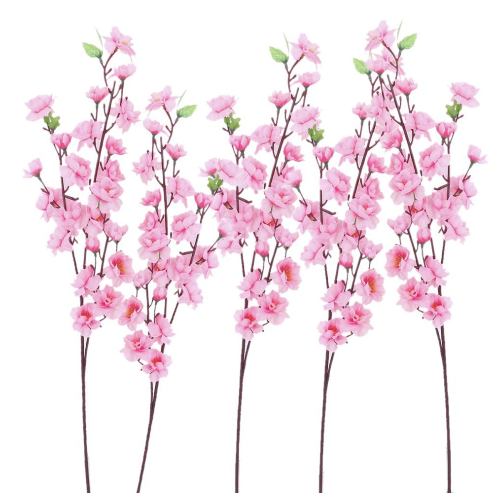 6pcs Peach Blossom Simulation Flowers Artificial Flowers Silk Flower Decorative Flowers Wreaths (Pink)