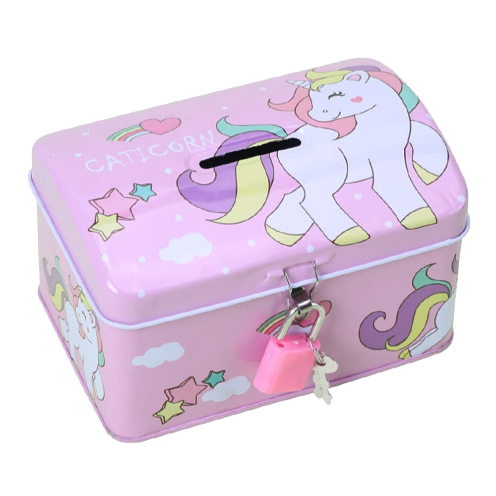 Unicorn Printing Tin Saving Pot Cartoon Piggy Bank Lovely Money Pot with Lock